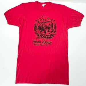 Vintage 1970s Ringer T Shirt Rare Penmans Tag Canada B.C. Bear wilderness MEDIUM